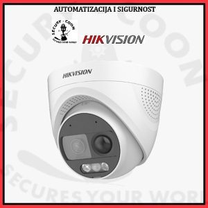 KAMERA 2MP HIKVISION DS-2CE72DF3T-PIRXOS (2.8mm) ColorVu dome kamera rezolucije 2 MP sa bljeskalicom, sirenom i ugrađenim detektorom pokreta.