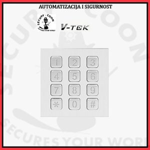 MODUL za sustav VTEK DMR 821. 2-wire sustav na 2 žice. Modul TIPKOVNICA. Mehanička tipkovnica. Pozadsinsko LED osvjetljenje. Dimenzije: 82 x 83 mm. Broj korisničkih šifri brava 1 : 40 Broj korisničkih šifri brava 2 : 40