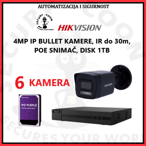 HIKVISION KOMPLET 6 KAMERA IP 4MP