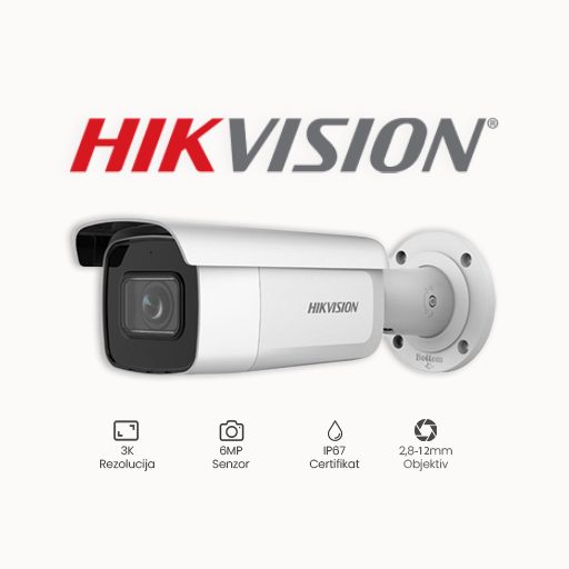 KAMERA 8MP HIKVISION DS-2CD2786G2-IZS (2.8-12mm) KAMERA DS-2CD2663G2-IZS(2.8-12mm) je vrhunska kamera koja pripada kategoriji KAMERE ACUSENSE 6MP, 8MP. Ova kamera proizvođača nudi odlične karakteristike koje će zadovoljiti sve vaše potrebe. DS-2CD2663G2-IZS(2.8-12mm) je opremljena Acusense tehnologijom, što omogućava filtriranje lažnih alarma i razlikovanje osoba i vozila. Kamera ima 6MP rezoluciju i montažu u 3 osi, što omogućava širok kut snimanja. Također, kamera ima 3200 x 1800@20fps, 3DDNR, BLC, HLC, WDR 120dB, ROI i područje interesa. Senzor kamere je 1/2.8" Progressive Scan CMOS, a leća je 2,8-12mm (106° - 32°). Domet IR-a je do 60m, što omogućava snimanje u potpunom mraku. Ova kamera je IP67 i IK10 certificirana, što znači da je otporna na vodu i prašinu, kao i na udarce. Kamera ima motorizirani objektiv s autofokusom, audio ulaz/izlaz i alarm ulaz/izlaz. Također, ima MicroSD slot za pohranu snimaka. Ukratko, KAMERA DS-2CD2663G2-IZS(2.8-12mm) je vrhunska kamera koja nudi odlične karakteristike i kvalitetu snimaka. Idealna je za nadzor u različitim okruženjima, kao što su kuće, tvrtke, škole, itd.