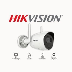KAMERA 4MP HIKVISION DS-2CV2041G2-IDW (2.8mm) Rezolucija 4 MP Objektiv 2,8mm Mogućnosti DWDR, 3D Digital Noise Reduction (DNR), Back Light Compensation (BLC), WiFi 2,4 GHz IR osvjetljenje do 30m Kompresija H.265+, H.265, H.264+, H.264 Stupanj IP zaštite IP66 Pohrana Ugrađen Micro SD/SDHC/SDXC utor, do 256GB Napajanje 12V DC *Hik-connect nije omogućen sa WiFi konekcijom