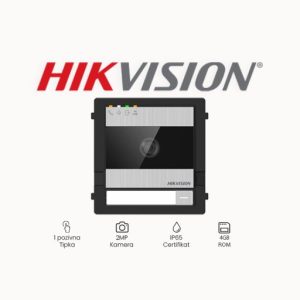 VANJSKA JEDINICA HIKVISION DS-KD7003EY-IME2 2 MP color kamera,133° (horizontalno), 82°(vertikalno) WDR 1 pozivna tipka 2x RS-485 Alarmni ulaz: 2 Radna temepratura: -40° C to +60° C IR svjetlosni sklop IP zaštita: IP65, IK08 Podržava mobilnu web konfiguraciju Dimenzije : 100 x 98 x 42 mm Napajanje: 48V，Napajanje preko distributera DS-KAD7060EY ili 12VDC
