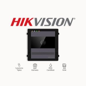 VANJSKA JEDINICA HIKVISION DS-KD7003EY-IME2/Aluminum 2 MP color kamera,133° (horizontalno), 82°(vertikalno) WDR 1 pozivna tipka Aluminijsko kućište 2x RS-485 Alarmni ulaz: 2 Radna temepratura: -40° C to +60° C IR svjetlosni sklop IP zaštita: IP65, IK08 Podržava mobilnu web konfiguraciju Dimenzije : 100 x 98 x 42 mm Napajanje: 48V，Napajanje preko distributera DS-KAD7060EY ili 12VDC