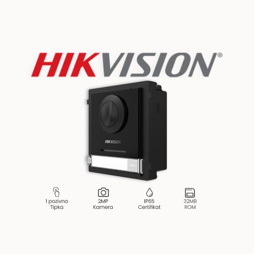 VANJSKA JEDINICA HIKVISION DS-KD8003Y-IME2 je visokokvalitetna i pouzdana jedinica za video nadzor. Ova HIKVISION vanjska jedinica spada u kategoriju dvovodičnih vanjskih jedinica, osiguravajući jednostavnu instalaciju i stabilnu vezu. Karakteristike proizvoda: - HD video kamera visoke rezolucije za jasne slike i snimke - Napredna tehnologija za noćno snimanje omogućava vidljivost čak i u mraku - Jednostavna dvovodična veza za brzu i pouzdanu instalaciju - Vodootporan dizajn za dugotrajnost i pouzdanost u svim vremenskim uvjetima - Mogućnost povezivanja sa HIKVISION kontrolnim panelom za potpunu funkcionalnost sistema video nadzora Ova vanjska jedinica je idealna za kuće, poslovne prostore, apartmane i sve druge objekte koji zahtijevaju sigurnosni video nadzor. Pruža visokokvalitetne slike i omogućava lako upravljanje i kontrolu nad sistemom video nadzora. 2 MP color kamera, 30FPS,146° (horizontalno), 82°(vertikalno) WDR 1 pozivna tipka, max. broj povezanih modula: 8 10M/100M Ethernet, RS-485 Alarmni ulaz: 4 IP65, -40° C to +60° C IR svjetlosni sklop IP zaštita: IP65 Izravno osigurajte izlaznu snagu od 12 V, 500 mA za jednu elektroničku bravu bez dodatnog napajanja Dimenzije : 100 x 98 x 42 mm 24VDC dvožično ili 12 VDC
