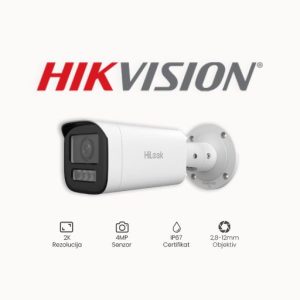 KAMERA 4MP HIKVISION IPC-B640HA-LZU (2.8-12mm) Tehnički podaci: Rezolucija 4 MP Objektiv 2.8~12mm Vari-Fokalni Mogućnosti WDR 120dB, Dan/noć, 3D Digital Noise Reduction (DNR), Back Light Compensation (BLC), ugrađen mikrofon IR osvjetljenje do 50m Kompresija H.265+/H.265/H.264+/H.264 Stupanj IP zaštite IP67 Dodatne funkcije Klasifikacija ljudi i vozila Pohrana Ugrađen Micro SD / SDHC / SDXC utor, do 512GB Napajanje 12V DC ili PoE Specifikacija Priručnik Slika visoke kvalitete s rezolucijom od 4 MP Podržava otkrivanje ljudi i vozila Smart Hybrid Light: napredna tehnologija s velikim dometom Jasna slika u odnosu na jako pozadinsko svjetlo zahvaljujući istinskoj WDR tehnologiji od 120 dB Motorizirani varifokalni objektiv od 2,8 do 12 mm za jednostavnu instalaciju i nadzor Podržava ugrađenu pohranu do 512 GB (utor za SD karticu) Učinkovita H.265+ tehnologija kompresije Otporan na vodu i prašinu (IP67) Ugrađeni mikrofon za audio sigurnost u stvarnom vremenu