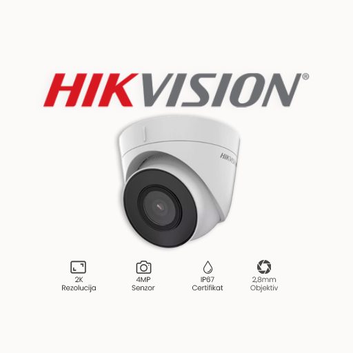 KAMERA 4MP HIKVISION DS-2CD1343G2-I (2.8mm) Tehnički podaci: Rezolucija 4 MP Objektiv 2,8mm Mogućnosti Wide Dynamic Range WDR 120dB, 3D Digital Noise Reduction (DNR), Back Light Compensation (BLC) EXIR 2.0 osvjetljenje do 30m Kompresija H.265+, H.265, H.264+, H.264, MJPEG Stupanj IP zaštite Za vanjsku primjenu, IP67 Napajanje 12V DC ili PoE (Power over Ethernet) Specifikacija Slika visoke kvalitete s rezolucijom od 4 MP Podržava otkrivanje ljudi i vozila Otporan na vodu i prašinu (IP67) Jasna slika čak i uz jako pozadinsko osvjetljenje zahvaljujući WDR-u od 120 dB Učinkovita H.265+ tehnologija kompresije EXIR 2.0: napredna infracrvena tehnologija s dugim IC dometom Podržava ugrađenu pohranu do 256 GB (utor za SD karticu) (opcionalno) Ugrađeni mikrofon za sigurnost zvuka u stvarnom vremenu (opcionalno)