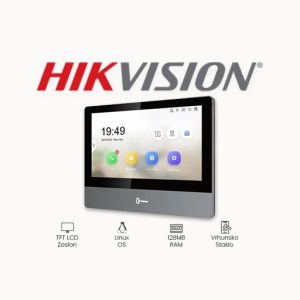 UNUTARNJA JEDINICA HIKVISION DS-KH8350-TE1 7-inčni IPS ekran u boji osjetljiv na dodir rezolucije 1024 × 600 Vrhunsko kaljeno staklo Aluminij za zrakoplovstvo Novo korisničko sučelje V2.0: dizajn prilagođen korisniku Komnikacijski protokoli: TCP/IP, SIP, RTSP 8,6 mm Ultra-tanak dizajn Dimenzije 180 mm × 140 mm × 22,4 mm