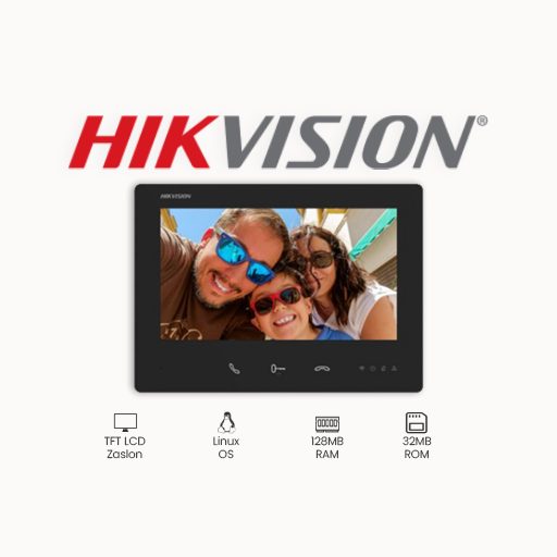 UNUTARNJA JEDINICA HIKVISION DS-KH7300EY-WTE2 TFT LCD zaslon rezolucije: 1024 × 600 10/100Mbps Ethernet, TCP/IP, RTSP, Wi-Fi 802.11 b/g/n, 2.4 GHz Linux operativni sustav Napajanje: 48V，Pokreće ga DS-KAD7060EY ili DS-KAD7061EY ROM - 32 MB RAM - 128 MB Dimenzije: 190,2 mm × 138,2 mm × 20 mm
