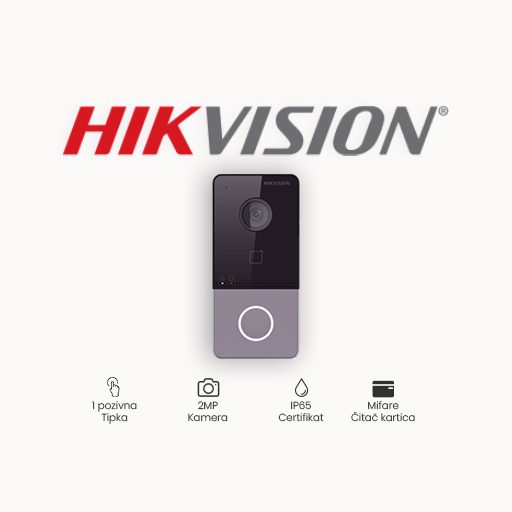 VANJSKA JEDINICA HIKVISION DS-KV6113-WPE1 Broj pozivnih tipki 1 Kamera 2 MP kolor kamera, IR svjetlosni sklop Kućište IP65 Mreža 10M/100M Ethernet, WiFi, RS-485 Ugrađen čitač kartica Da Napajanje PoE, 12 VDC Dimenzije 138 mm × 65 mm × 27 mm Vanjska jedinica DS-KV6113-WPE1 je visoko kvalitetan proizvod namijenjen upotrebi u sustavima portafona. Ova jedinica ima jednu tipku i opremljena je 2 MP WDR kamerom koja omogućuje jasne i oštre slike. Kut pokrivanja kamere iznosi 129°, što omogućuje široki pregled prostora. Jedinica također ima infracrveno osvjetljenje do 3 metra, što omogućuje snimanje i noću. S IP65 zaštitom, ova jedinica je otporna na vanjske uvjete poput kiše i prašine, što je čini izdržljivom i pogodnom za vanjsku upotrebu. Ugrađeni čitač mifare kartica pruža siguran način pristupa, dok RS485 sučelje, 4 alarmna ulaza i 1 izlazni relej omogućuju jednostavno povezivanje s drugim sigurnosnim sustavima. Ova jedinica također podržava bežično povezivanje s mrežom, što olakšava postavljanje i integraciju u postojeće mreže. Napajanje jedinice može se vršiti putem PoE ili 12VDC izvora, što omogućuje fleksibilnost pri instalaciji. Ugrađeni utor za microSD karticu omogućuje pohranu snimaka do 128 GB. Ukratko, vanjska jedinica DS-KV6113-WPE1 je visoko funkcionalan proizvod koji nudi širok spektar sigurnosnih značajki. S visokom kvalitetom slike, otpornošću na vanjske uvjete i raznim mogućnostima povezivanja, ova jedinica je idealna za primjenu u sustavima portafona. Specifikacija