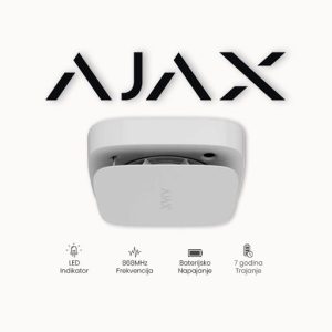 Ajax FireProtect 2 RB (CO) WH Bežični detektor CO druge generacije sa ZAMJENJIVOM baterijom sa ugrađenom piezzo sirenom 85dB@1m. Bijele boje